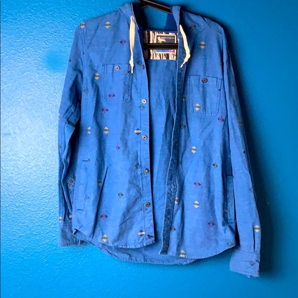 Modern Amusement Blue Hoodie with Tribal Print